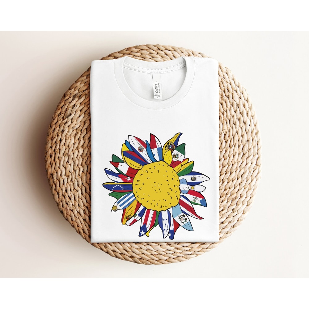 Latin Countries Flag Shirt, National Hispanic Heritage Month Shirt, Hispanic Heritage Month Sunflower, Latin American Flags, Sunflower Flag.jpg