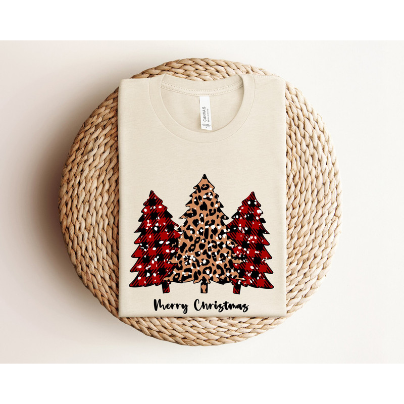 Leopard Christmas Tree Shirt, Merry Christmas Shirt, Women Christmas Gift, Women's Holiday Shirt, Plaid Christmas Tree, Christmas Shirt.jpg
