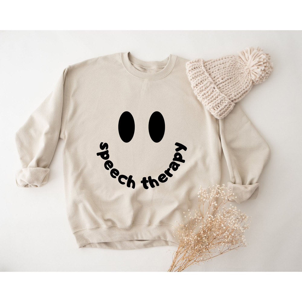Speech Therapist Sweatshirt, Smile Face SLP Therapy Sweater, Retro Pathology Grad Hoodie, Gift for Pathologist, Cute Language Pathologist.jpg