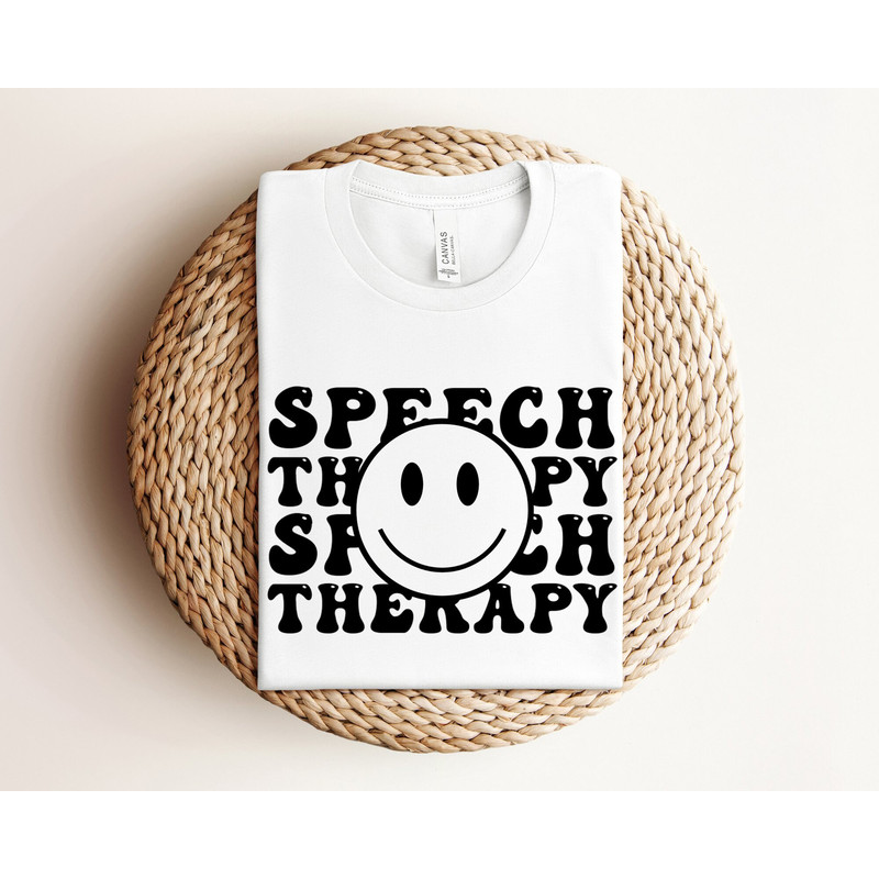 Speech Therapy Shirt, Retro Happy Face Speech Therapist Shirt, Speech Pathology Gift, Speech Pathologist Shirt, SLP Shirt, Therapist Shirt.jpg