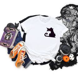 halloween pocket size shirt,black cat halloween shirt,halloween tshirt,hocus pocus,cat lover tee,halloween kids shirt,ha