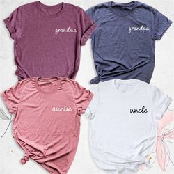 uncle shirt, auntie shirt, grandma shirt, grandpa shirt, pregnancy announcement shirt, baby shower gift shirt, baby reve