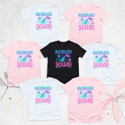 mermaid squad shirt, birthday girl shirt, mermaid birthday party shirt, girls mermaid shirt, birthday group shirt, match