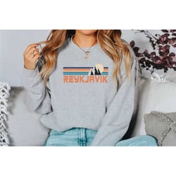reykjavik sweatshirt, mountain ski sweatshirt, reykjavik souvenir gift travel sweatshirt, retro design, gift for travel,
