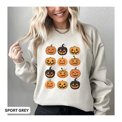 pumpkin sweatshirt, halloween womens pumpkin sweatshirt, spooky trick-or-treat graphic halloween retro pumpkin hoodie, h