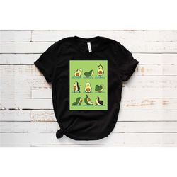 yoga avocado t-shirt, yoga shirt, yoga tee, funny yoga shirt, avocado t-shirt, yoga pose shirt, vegetarian shirt, vegeta
