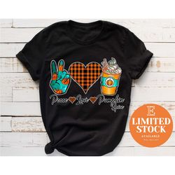 peace love pumpkin spice t-shirt - funny pumpkin spice shirt -pumpkin spice coffee apparel -halloween pumpkin outfit -gi