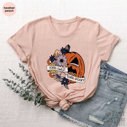 spooky season shirt, flower pumpkin shirt, halloween party shirt, halloween gifts, sorta sweet sorta spooky shirt, hallo