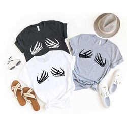 skeleton hand t-shirt, hand bra tshirt, funny halloween shirt, skeleton boob hand shirt, halloween party shirt, skeleton