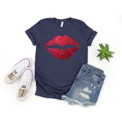 ladies valentine shirt, lips for women, kiss for women t-shirt, kiss shirt, lipstick, gifts for her, lips shirt, women g