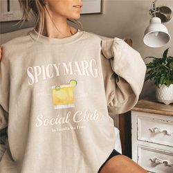 spicy marg sweatshirt, bartender gift, margarita lover crewneck, preppy cocktail tshirt, tequila drinking sweater, marga
