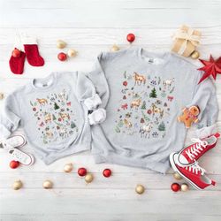 mama and mini christmas horse sweatshirt, family matching holiday equestrian sweater, floral couple christmas crewneck,