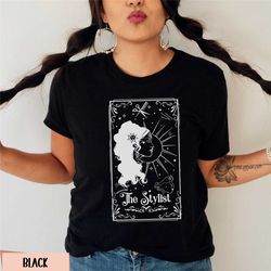 witchy hairstylist shirt, celestial hair stylist tee, tarot card cosmetologist crewneck, celestial hairdresser gift, hal