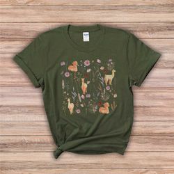 flower alpaca shirt, boho llama crewneck, cute alpaca gift, hobby alpaca farmer gift, floral alpaca lover tee