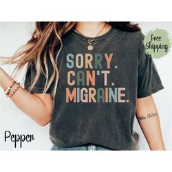 retro migraine comfort colors shirt for chronic pain warrior gift for mom, groovy fibromyalgia tee for invisible illness