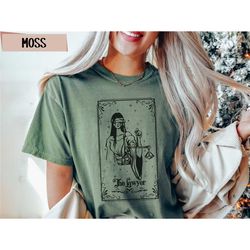 witchy tarot lawyer shirt comfort colors women in law gift feminist lawyer tee blind justice law student goth liberal sm