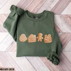 gingerbread cookies sweatshirt, holiday baking spirits bright crewneck, christmas baker shirt, festive xmas pastry chef