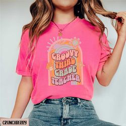 groovy 3rd grade teacher shirt, comfort colors third grade teacher team tshirt, hello third grade crew, retro 3rd grade