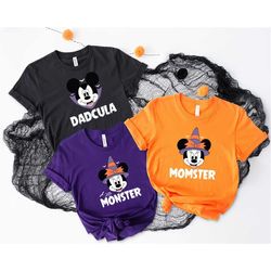 disney momster and dadcula matching t-shirt, halloween outfits, disney world minnie mickey tees, little monster dad hall