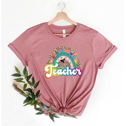 teacher shirts for women, vintage boho teacher rainbow shirt, rainbow teacher shirt, rainbow teacher t shirt, kindergart