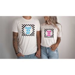 checkered gender team girl shirt, team boy shirt, gender reveal shirt, baby shower t-shirt, pregnancy announcement, team