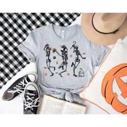 dancing skeleton shirt, pumpkin skeleton graphic tee, funny halloween shirts,halloween skeleton shirt, halloween gifts,