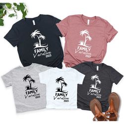 family summer vacation shirts 2023, tropical family trip shirts, beach matching group outfits, family vacay t-shirts, pa
