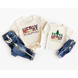 merry mama mini matching christmas shirts, mommy and me christmas shirts, merry mama merry mini shirts, leopard mama min