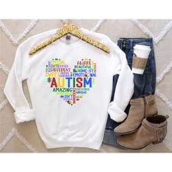 autism awareness support heart puzzle (colored), womans t-shirt, men's t-shirt,