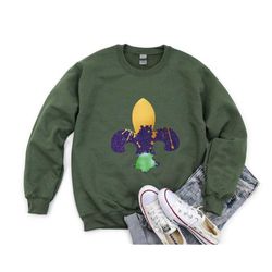 fleur de lis sweatshirt, mardi gras sweatshirt, gift for mardi gras, louisiana sweater,mardi gras carnival party sweatsh