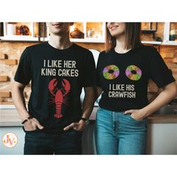 funny mardi gras couple  shirts, matching fat tuesday t-shirts for couple, funny fleur de lis shirt, crawfish shirt, mar