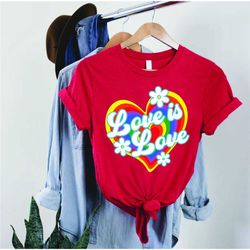 love is love shirt, vintage pride heart shirt, love wins shirt, lgbtq shirt, gay pride shirt, daisy rainbow heart shirt,