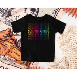 colorful second grade shirt, 2nd grade outfit, first day of second grade, back to school shirt, hello second grade shirt