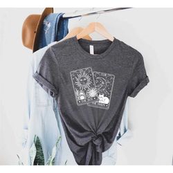 tarot card shirt, tarot card sun and moon celestial shirt, astrology gifts, tarot clothes for women, celestial tshirt, t