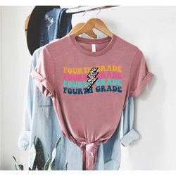 fourth grade team shirt, leopard print bolt fourth grade shirt, 4th grade teacher shirt, 4th grade shirt, 4th grade shir