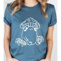 frog shirt, frog shirt and mushroom, cute frog shirt, mushroom t-shirt, women's mushroom shirt, funny animal shirt, toad