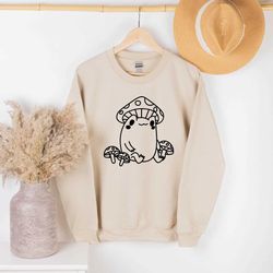 frog sweatshirt, frog and mushroom sweatshirt, cute frog sweatshirt, mushroom sweatshirt, women's mushroom sweatshirt, t