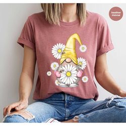 pretty gnome shirt, marguerite graphic t-shirts, women's flower shirts, spring t-shirt, summer clothes, gift for her, gn