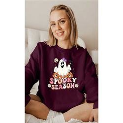 sweat-shirt spooky season ghost, halloween boo sweatshirt, spooky vibes sweatshirt, ghost cupy sweat, spooky season hood