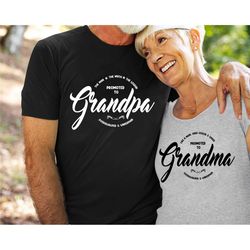 promoted to grandpa and grandma matching tshirts, gift for new grandparents, pregnancy announcement to grandma and grand