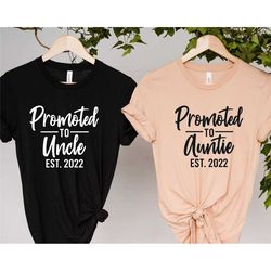 auntie uncle est 2023 shirt, promoted to auntie, promoted to uncle, baby announcement shirt, new aunt shirt, uncle revea