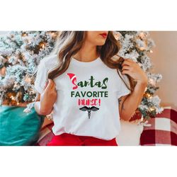 nurse christmas shirt, funny christmas gifts, christmas shirt for nurse, santa hat nurse christmas shirt, cute christmas
