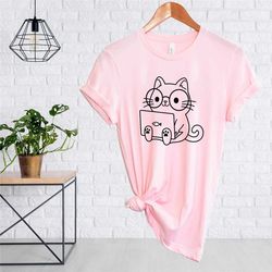 nerd cat shirt, funny cat shirts, funny cat shirt, cat lover gift for women, gifts for cat lovers, cute cat shirt for wo