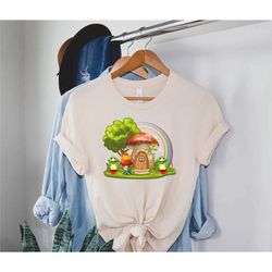 funny frog shirt, frog and mushroom shirt, cute frog shirt, mushroom t shirt, mushroom shirt women, frogs drinking tea m