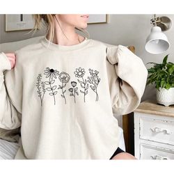 wild flowers sweatshirt,wildflower tshirt,floral shirt,botanical shirt,flower shirt,nature lover shirt,ladies shirts, wo