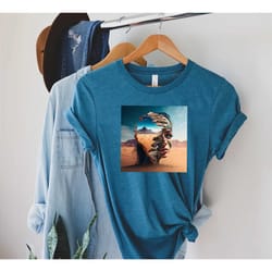 artistic women's face t-shirt, desert t-shirt, artist shirt, adventure ,painter tee, artwork tee shirt, gift for art lov