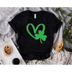 heart shamrock shirt, lucky shirt, shamrock and hand drawn, st patrick's day shirt, heart shirt, irish shirt,st. paddy's