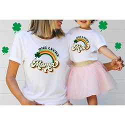 retro one lucky mama and mini shirt, st. patrick's rainbow, funny st patrick's day shirt, shamrock shirt, st. patrick's
