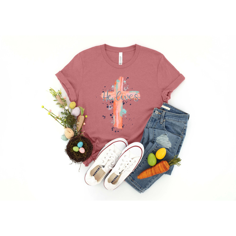 Easter He Lives Shirt, He is Risen Shirt, Happy Easter Shirt, Easter Religious Shirt, Easter Leopard Print Cross Shirt,Easter Gnomes Shirt.jpg