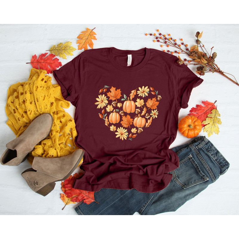Fall Heart Shirt, Love Fall Y'All Shirt, Pumpkin Fall Shirt, Hello Pumpkin, Fall Vibes, Peace Love Thanksgiving, Family Thanksgiving Shirt.jpg